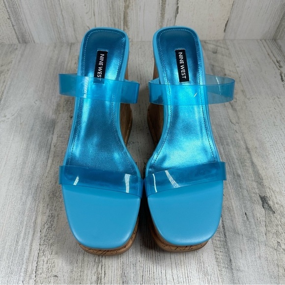 New NINE WEST Women's Rapps3 Ultra High Wedge Sandal #804 - Picture 3 of 11